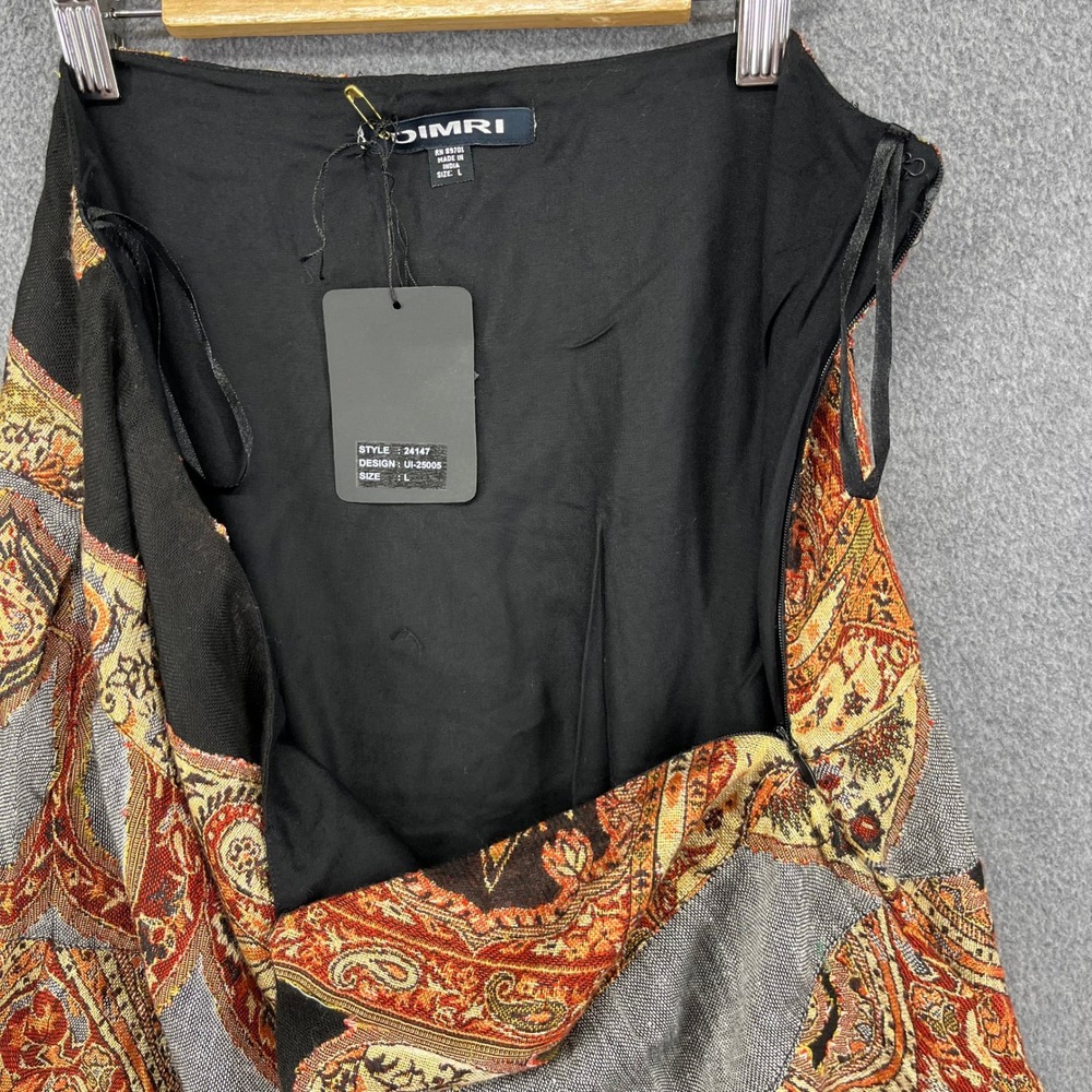 Dimri Paisley Patchwork Handkerchief Hem Skirt Womens L Black Multi Boho Rayon - Picture 9 of 15